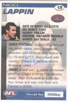 2005 Select Herald Sun AFL #19 Nigel Lappin Back
